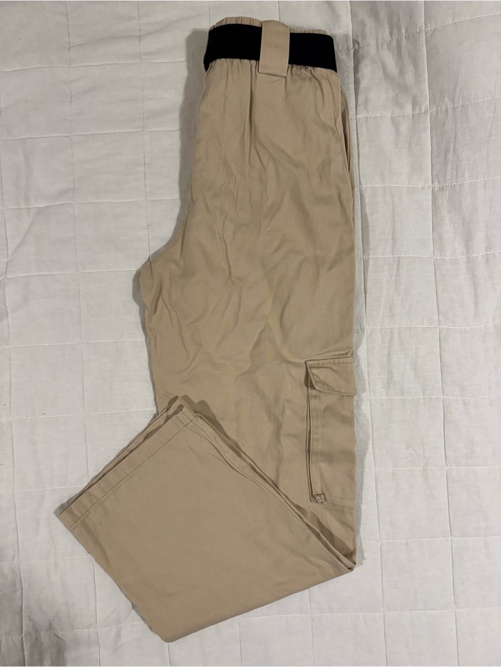 Tna - Beige Cargo Pants with Elastic Waistband and Removable Belt